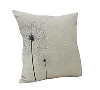 Nunubee, federa per cuscino quadrata, in tessuto misto di lino e cotone, ideale per decorare letto e divano; dimensioni: 45 x 45 cm., cotone/lino, White, 45 cm x 45 cm