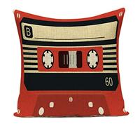 Nunubee Fodera Per Cuscino Per Cassetta Audio Retrò, Giradischi Musicale Stampa Federa Per Cuscino In Lino Decorativo Per La Casa Per Soggiorno, Camera Da Letto, Divano, Sedia 45 * 45cm # 19