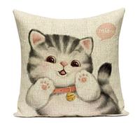 Nunubee fodere per cuscini Cartone animato carino gatto Patten Federa quadrata in lino per uomo Donna Fodera per cuscino soggiorno camera da letto Gilrs18x18 Inch /45x45 CM - 3#