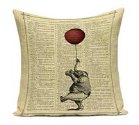 Nunubee Fodere per Cuscini Giornale Modello Mongolfiera Federa Quadrata in Lino per Uomo Donna Fodera per Cuscino Soggiorno Camera da Letto Gilrs18x18 inch /45x45 CM - 3#