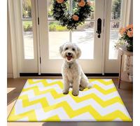 Nunubee Giallo brillante a zig-zag Strisce Antiscivolo Assorbente zerbino - Pratico di Polvere, che intrappolano il Tappeto per la Porta d'ingresso, Corridoio, Cucina