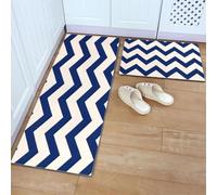 Nunubee Moderno zig-zag Strisce Antiscivolo Assorbente Zerbino per Porta d'ingresso, Corridoio, Cucina - Pratico di Polvere, che intrappolano il Tappeto
