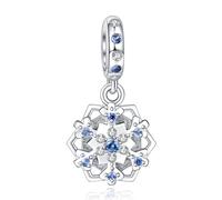 NUNUYAYA Charm Bead Ciondolo in Argento Sterling 925 SnowFlakes con Zirconia Pendenti Compatibile con Braccialetti e Collane europei,Compleanno di Natale Perline per Donne