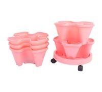 NUOBESTY 1 set di fioriere per fragole: fioriera verticale impilabile a più livelli - torre impilabile per erbe aromatiche da giardino - vaso per fiori e verdure con ruote 28,69 x 12,97 x 12,97
