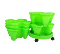 NUOBESTY 1 set di fioriere per fragole: fioriera verticale impilabile a più livelli - torre impilabile per erbe aromatiche da giardino - vaso per fiori e verdure con ruote 28,69 x 12,97 x 12,97