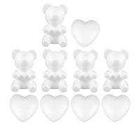 NUOBESTY 10 Pezzi Sagome Orso e Cuore in Polistirolo | Sagome 3D 20cm Orsetti + 10cm Cuori Bianchi | Per Centrotavola, Bomboniere, Decorazioni Fai da Te, Compleanni e Matrimoni