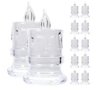 NUOBESTY 12 Candele LED a Batteria senza Fiamma, Luci di Candela Decorative Trasparenti Base, Effetto Cristallo per Matrimoni e Feste, Leggere e Sicure per Ambienti Interni ed Esterni