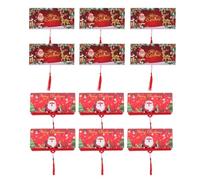 NUOBESTY 12 Pezzi Organizer per Buste Soldi Natale Portabiglietti Rosso con Scomparti Custodia Resistente in Carta Spessa per Buste Regalo e Hongbao Festivi
