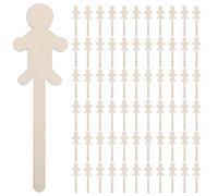 NUOBESTY 150 sagome di persone in legno grezzo - Forme in legno verniciabili - Omini in per burattini fai da te - Forniture creative per bambini per l'aula di Natale