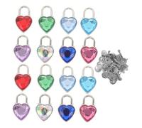 NUOBESTY 16 Pezzi Heart Shaped Rhinestone Padlocks With Key For Diary Jewelry Box Wedding Decor Romantic