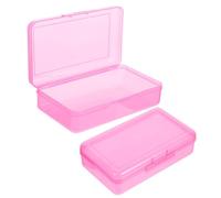 NUOBESTY 2 Pezzi Astuccio Grande Capacità in Plastica Trasparente Rosa Organizer Rigido Rettangolare per Matite e Penne Contenitore per Cancelleria da Scuola e Ufficio