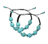 NUOBESTY 2 Pezzi Bracciale Donna Tartaruga in Turchese Regolabile in Nylon, Design Unico e Delicato, per Condividere e Uso Quotidiano