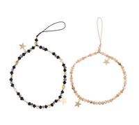 NUOBESTY 2 Pezzi Catena per Cellulare con Ciondolo Cinque Stelle Cinturino da Polso Antiscivolo in Perline Tracolla Smartphone Elegante per Donne e Ragazze Accessorio Moda Versatile