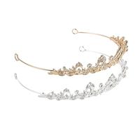 NUOBESTY 2 Pezzi Corone di Strass da Sposa Argentate e Dorate Cerchietto Copricapo Nuziale Decorativo per Chioma da Donna Accessori Eleganti per Matrimoni e Eventi Formali