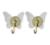 NUOBESTY 2 Pezzi Gancio a Muro Adesivo Farfalla Trasparente, Decorativo | Lega e Pet, Facile da Installare e Rimuovere, per Cinture e Zaini, Stile Moderno