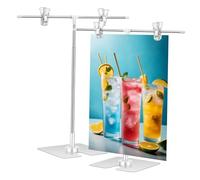 NUOBESTY 2 Pezzi per Poster Regolabile Tavolo e Inossidabile e Display Banner per Visualizzazione e Orizzontale per Marketing e Eventi