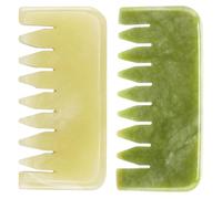 NUOBESTY 2 Pezzi Pettine Massaggiante per Testa in Jade Naturale, Portatile | Massaggio dei Punti del Capo, Sollievo Dalla Tensione, Uso Tascabile, Finitura Liscia, Pietra Naturale