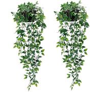 NUOBESTY 2 pezzi Piante Finte Cadenti con Vaso Decorazione Interna ed Esterna Foglie Verdi Realistiche Resistenti e Facili da Curare Addobbo per Casa Eventi e Giardino