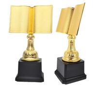 NUOBESTY 2 Pezzi Premio Lettura a Forma di Volume Oro in Plastica Elegante | Riconoscimento a Tema Lettura, Regalo, Insegnanti e Bibliotecari, Eventi e Club