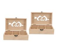 NUOBESTY 2 Pezzi Scatola da Cucito in Legno Cestino di Corda Scatole di Immagazzinaggio Cestini Mano Bidone Cassetti Impilabili per Vestiti Titolare Chiaro Custodia Mini Attrezzo di Legno