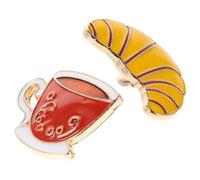NUOBESTY 2 Pezzi Spille Metallo Caffè e Croissant Distintivi Smaltati Resistenti e Brillanti Accessori Unici per Amanti del Caffè Regalo Originale per Colleghi e Amici Decorazione Zaino