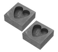 NUOBESTY 2 Pezzi Stampo per Fusione in Grafite a Forma di Cuore, Resistente ad Alta Temperatura per Rame, Argento e Oro, Kit per Raffinazione Metalli e Creazione Gioielli in Laboratorio