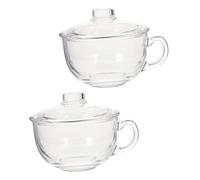 NUOBESTY 2 pezzi Tazze in Vetro Trasparente con Coperchio Bicchieri per Latte e Colazione Design Semplice ed Elegante Adatte per Casa Ufficio e Ristorante