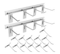 NUOBESTY 2 Set Ganci con Organizzatore per Pannelli Forati in Ferro Argento per Scaffali da Supermercato Design Salvaspazio e Visibilità Migliorata, per Garage e Magazzino