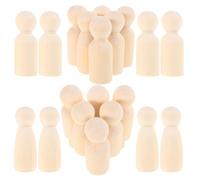 NUOBESTY 20 Pezzi Miniature in Legno Naturale da Bambole Peg Incomplete per Pittura e Artigianato Creativo Figure di Persone in Legno Piccole per Progetti Scolastici e Decorazioni Fai da Te