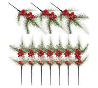 NUOBESTY 20 Pezzi Rami di Pino Innevati Artificiali con Bacche Finte e Steli di Agrifoglio per Decorazioni Natalizie Rami Finti per Ghirlande e Alberi di Natale Foliage Invernale Resistente