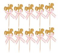 NUOBESTY 20 pz Topper Cupcake a Forma di Cavallo con Arco Torta Picks Stuzzicadenti Decorazioni per Compleanno Baby Shower Bambini