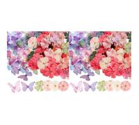 NUOBESTY 200 Pz Farfalle Doppio Colori Misti + Fiori Colori Misti 50 Pezzi Fiori Pendenti Finti Fiori Artificiali di Ortensie Portatovaglioli a Farfalla Petali Finti Panno di Seta