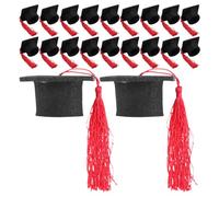 NUOBESTY 20pezzi Mini Cappello da Laurea con Nappa Rosso Feltro Piccolo Cappello da Laurea per Lavoretti Decorazioni Bomboniere Toppers per Torte