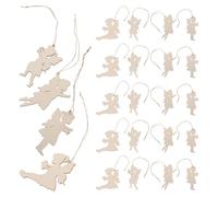 NUOBESTY 24 set Decorazioni Fai Da Te in Legno Naturale Sagome Fata Non Verniciate per Artigianato e Feste Ornamenti Sospesi Eco-sostenibili per Casa e Party Estivi