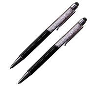 NUOBESTY 2pezzi Pennino Stilo Multifunzione Punta in Gomma Penna Sfera Retrattile e Ricariche Sostituibili Per Dispositivi Touchscreen Capacitivi Design Elegante Cristalli Trasparenti e Fin