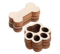 NUOBESTY 30 Pezzi Wooden Dog Bone And Paw Print Cutouts Natural Unfinished Wood Diy Craft Tags For Pet Party Decorations Lightweight Eco Friendly Ornaments For Halloween Christmas