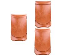 NUOBESTY 3pezzi Astuccio Pelle Vintage Per Penne Custodia Protettiva Per Ufficio e Scuola Porta Penne Pelle Fatto Mano Giallo