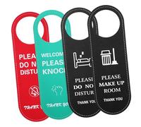 NUOBESTY 4 pezzi Cartello Appendiporta Bifacciale Pelle per Hotel Uffici e Case Messaggi e Design Elegante e Resistente Facile Usare e Visibile