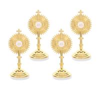 NUOBESTY 4 Pezzi Crocifisso Cattolico in Lega di Zinco con Base Oro, Decorazione da Tavolo per Cappella Domestica, Dettagli Raffinati e Uso Versatile per L'adorazione a Casa