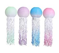 NUOBESTY 4 Pezzi Lanternine Carta Forma Medusa Decorazioni Iridescenti per Feste Compleanno Addobbi Luminosi per Party Sirena Decorazione Casa e Foto