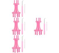 NUOBESTY 4 Set Avvolgitore Maglieria Mini Kit da Cucito Uncinetti a Lavorare a Maglia Giocattoli Ferri da Maglia Intercambiabili Borsa all'Uncinetto Magliaia Plastica Rosy