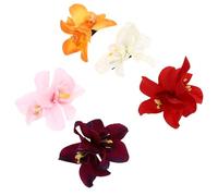 NUOBESTY 5 Pezzi Mollette per Chioma Fiori Hawaiani Artificiali a Forma di Orchidea Doppia, Facili da Usare e Buona Presa per Donna e Ragazze in Occasioni e Vita Quotidiana