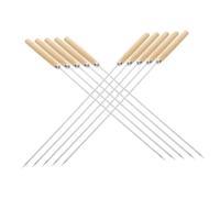 NUOBESTY 50 pezzi Spiedini Barbecue Acciaio Resistente con Manico in Legno Antiscivolo Lunghi per Carne Verdure e Marshmallow Bastoncini Grigliata per Grigliate all Aperto