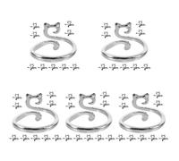 NUOBESTY 5set Gatto all'Uncinetto Anello All'aperto Misuratore di Anelli Campana Marcatore Ringlith Rings Anello di Tensione all'Uncinetto Anello all'Uncinetto Lega di Zinco Silver 12pcs*5