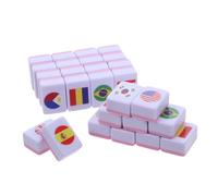 NUOBESTY 64 Pezzi Mahjong Tessere Melamina con Bandiere Internazionali Gioco Strategico Portatile per Giocatori Apprendimento Mondo Memory Matching per Adulti Divertente Gioco da Tavolo