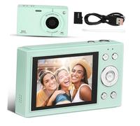 NUOBESTY 64gb Fotocamera Digitale Compatta con Zoom e Display da Memoria Integrata da Design Retrò Verde per Viaggi e Scatti Semplici