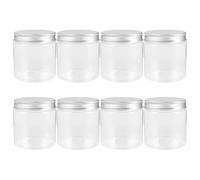 NUOBESTY Barattoli per Conservazione 250Ml Set 8 Pezzi con Coperchio in Alluminio Argento Barattoli Trasparenti Piccoli per Spezie Marmellate e Dolcificanti per Viaggi e Uso Cucina