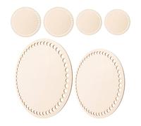 NUOBESTY Base Rotonda in Legno per Cestino Fai-da-Te Struttura Robusta e Fissaggio Rapido, 6 Pezzi per Lavori a Maglia e Uncinetto, Stile Rustico Naturale