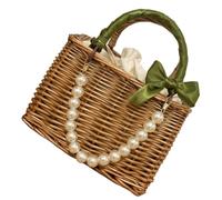 NUOBESTY Borsa da Spiaggia e Nastro, Leggera e Portatile, Grande Capacità in Vimini Catena Decorativa per Donna per Passeggiate e Shopping Estivi