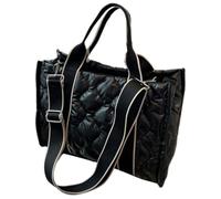 NUOBESTY Borsa Tote Donna in Nylon Nero, Borsa a Mano e Shoulder Bag, Grande Capacità, per Shopping e Beach Party, per Adolescenti e Donne